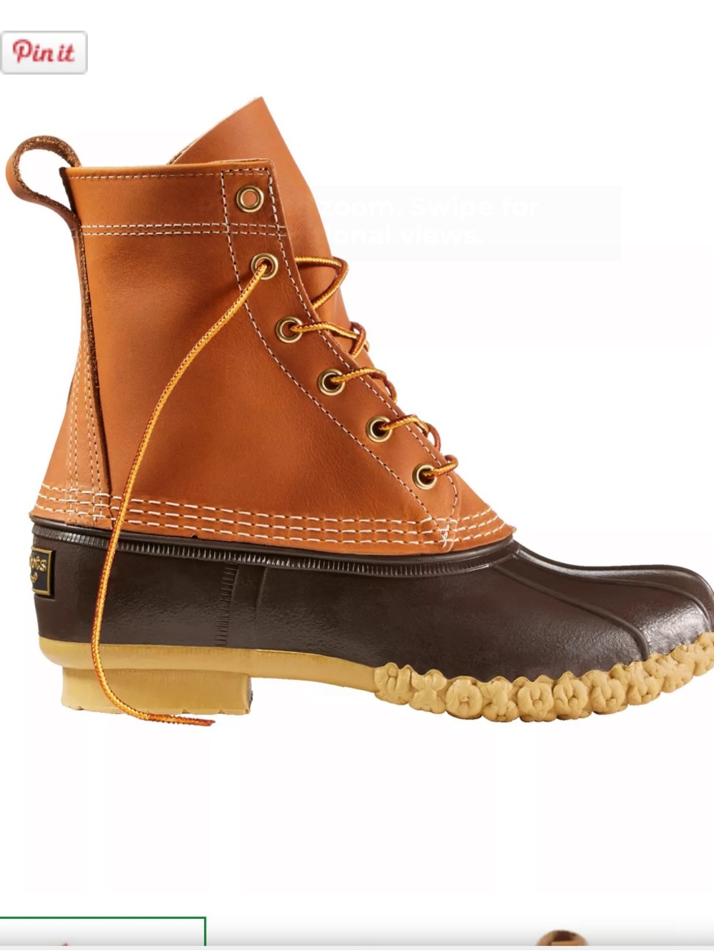Woman’s original LL bean Two-Tone Tan and Dark Brown Lace-Up Duck Boots size 8
